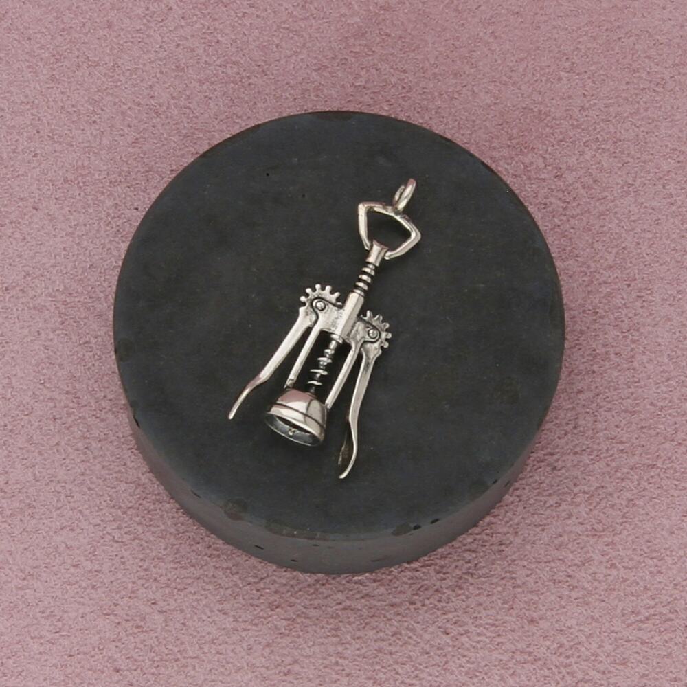 sterling silver vintage corkscrew wine bottle opener pendant